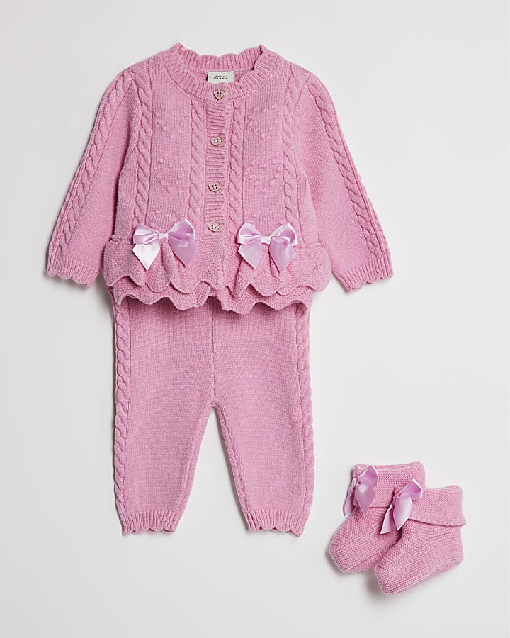 River Island Baby Girls Pink Cardigan Gift Set