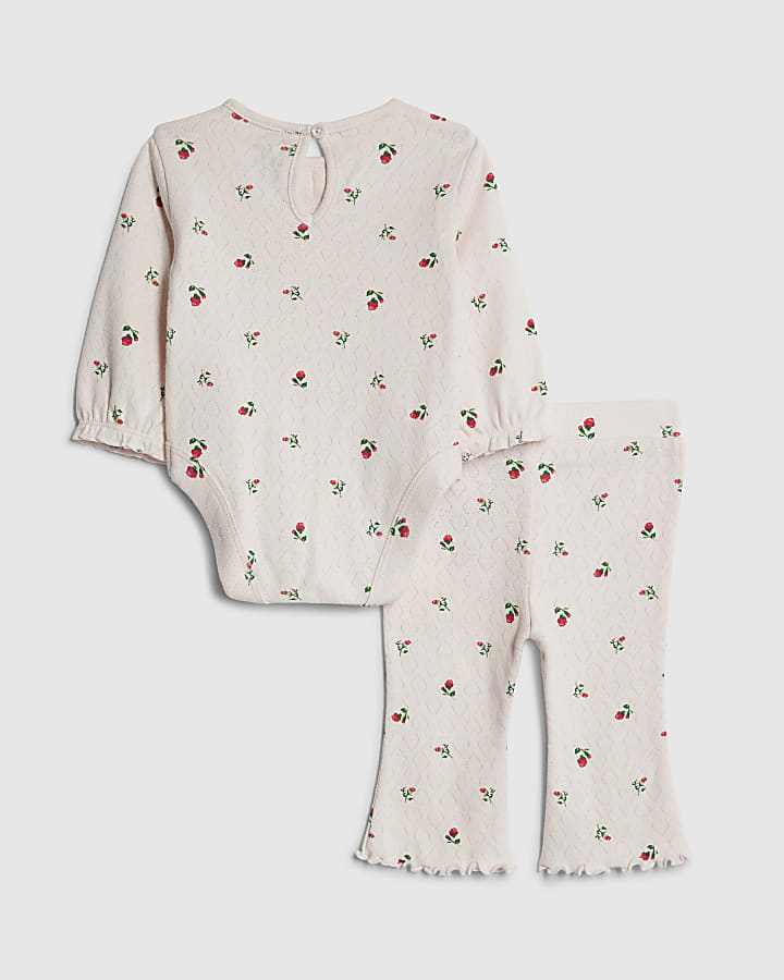 River Island Baby Girls Pink Floral Bodysuit Set