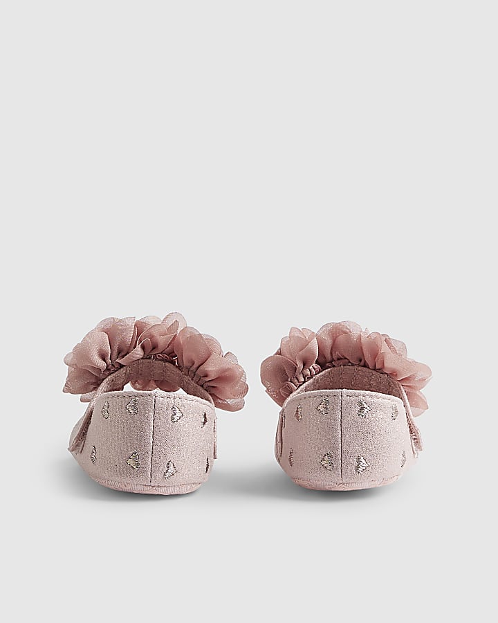 River Island Baby Girls Pink Heart Ballet Pumps
