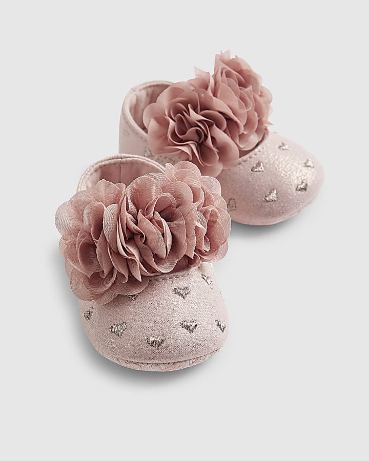 River Island Baby Girls Pink Heart Ballet Pumps