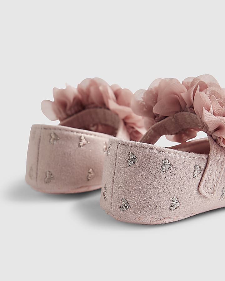 river island Baby Girls Pink Heart Ballet Pumps