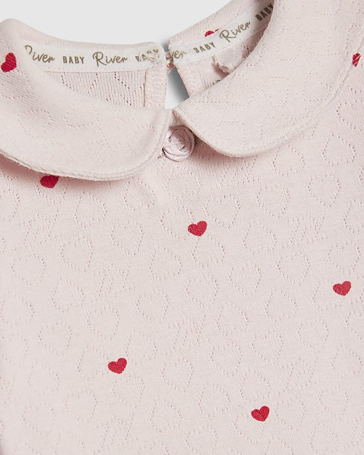 River Island Baby Girls Pink Heart Bodysuit Set