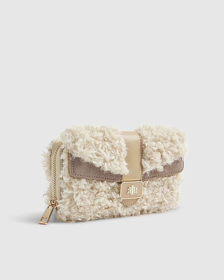 River Island Beige Borg Tab Front Purse