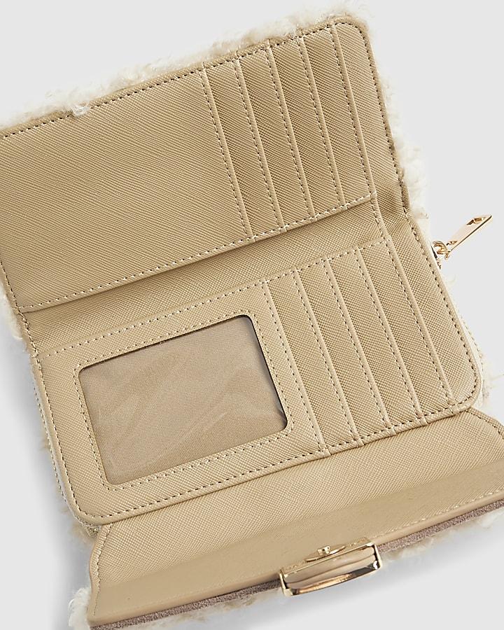 River Island Beige Borg Tab Front Purse