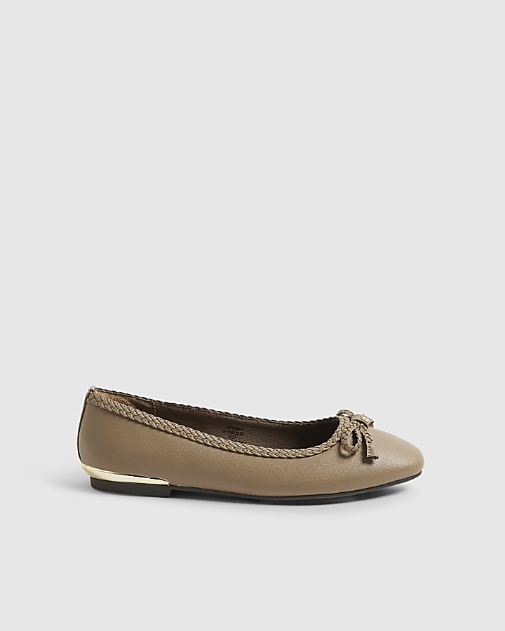 River Island Beige Bow Ballet Pumps