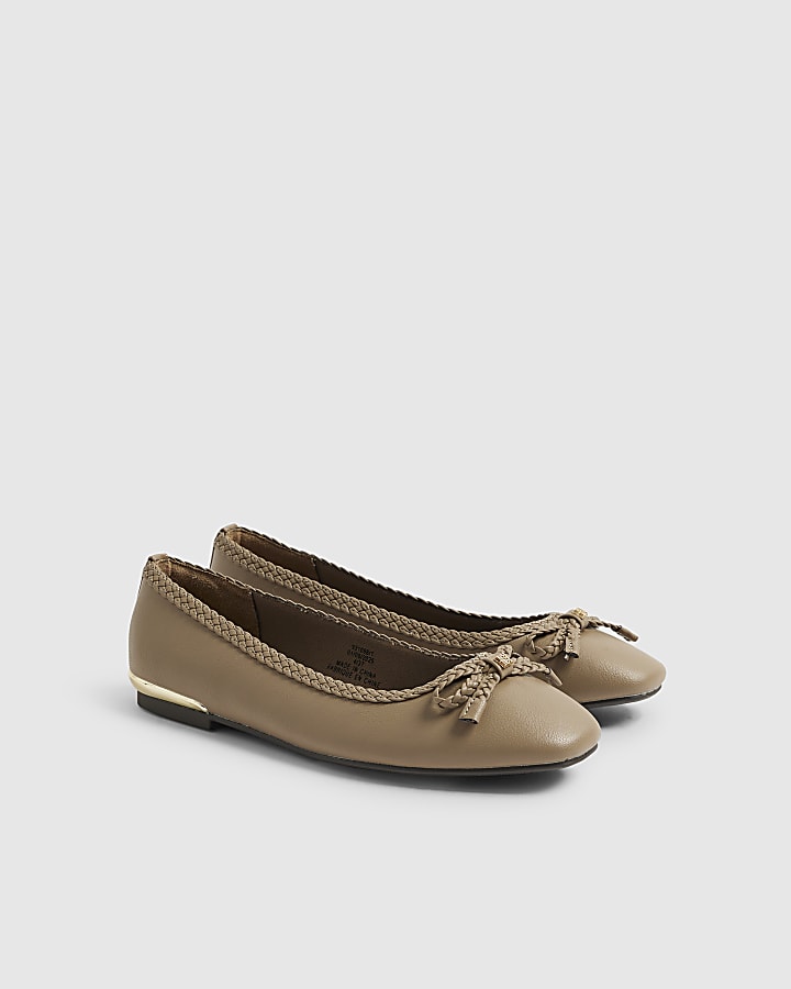 River Island Beige Bow Ballet Pumps