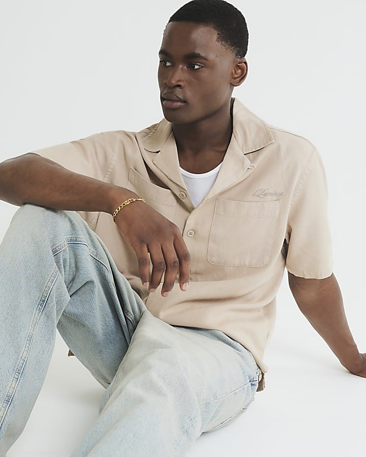 River Island Beige Boxy Fit Shirt
