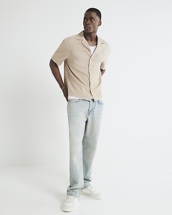 River Island Beige Boxy Fit Shirt