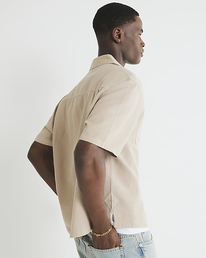 River Island Beige Boxy Fit Shirt
