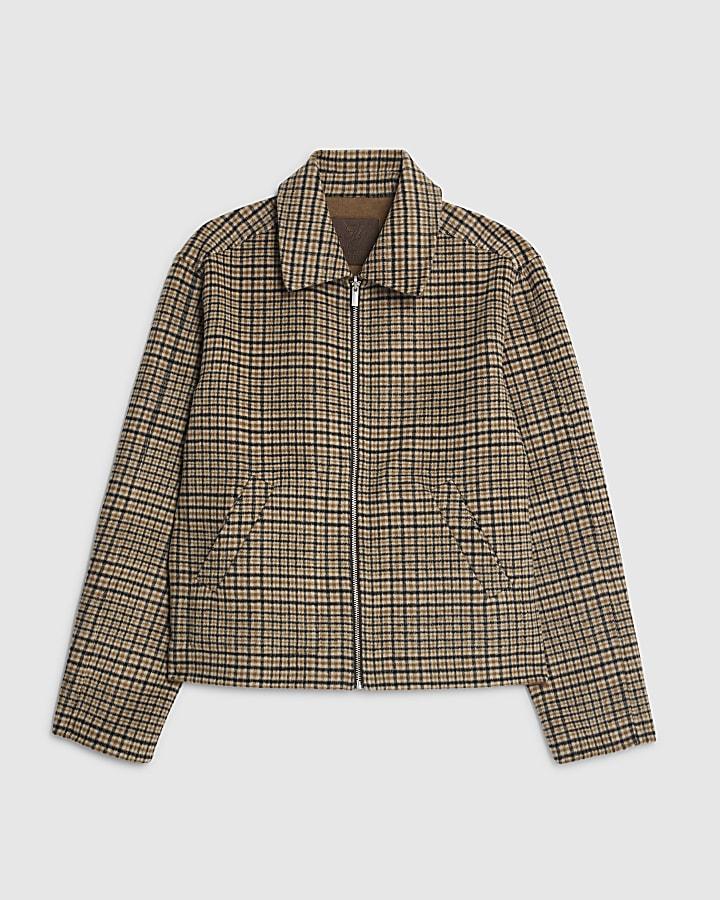 river island Beige Check Harrington Jacket