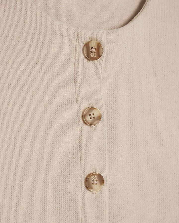 river island Beige Cosy Button Through Cardigan