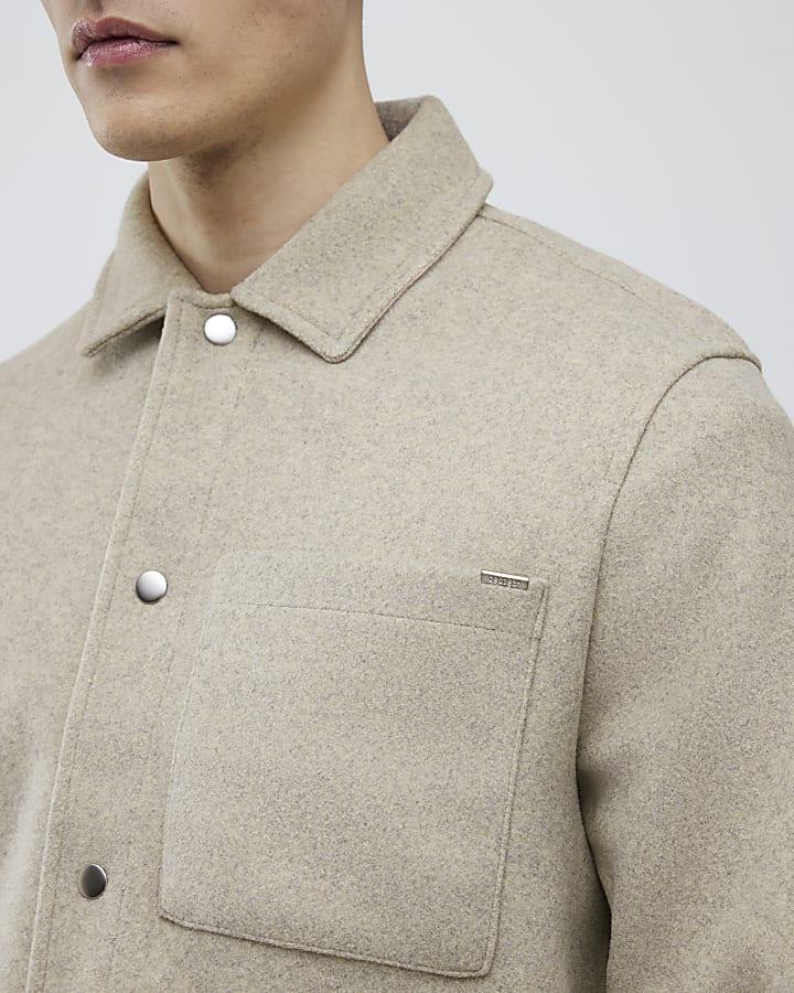 River Island Beige Curved Hem Overshirt