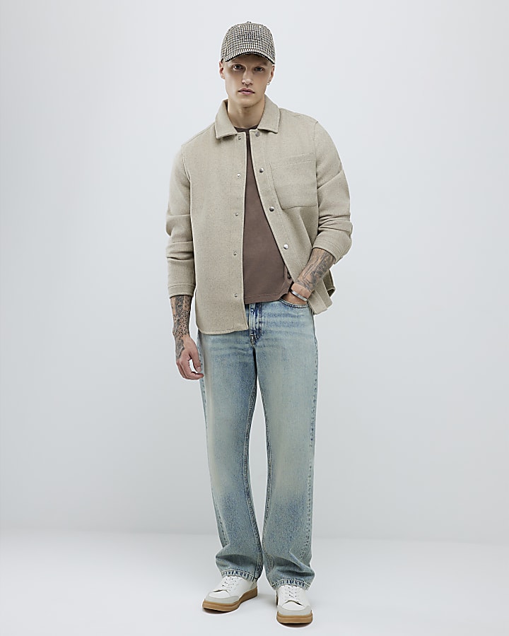 River Island Beige Curved Hem Overshirt