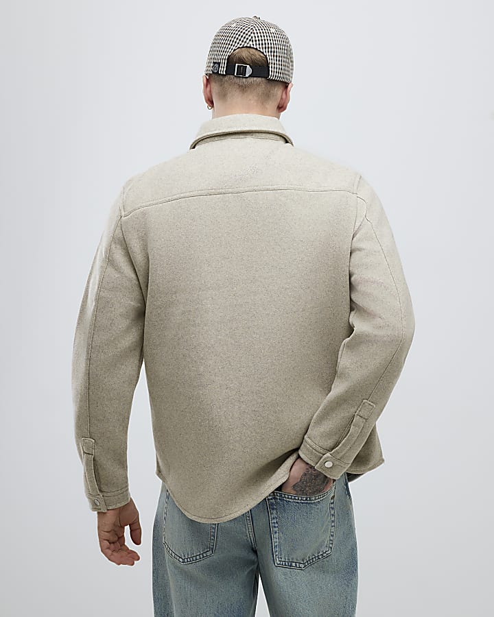 River Island Beige Curved Hem Overshirt