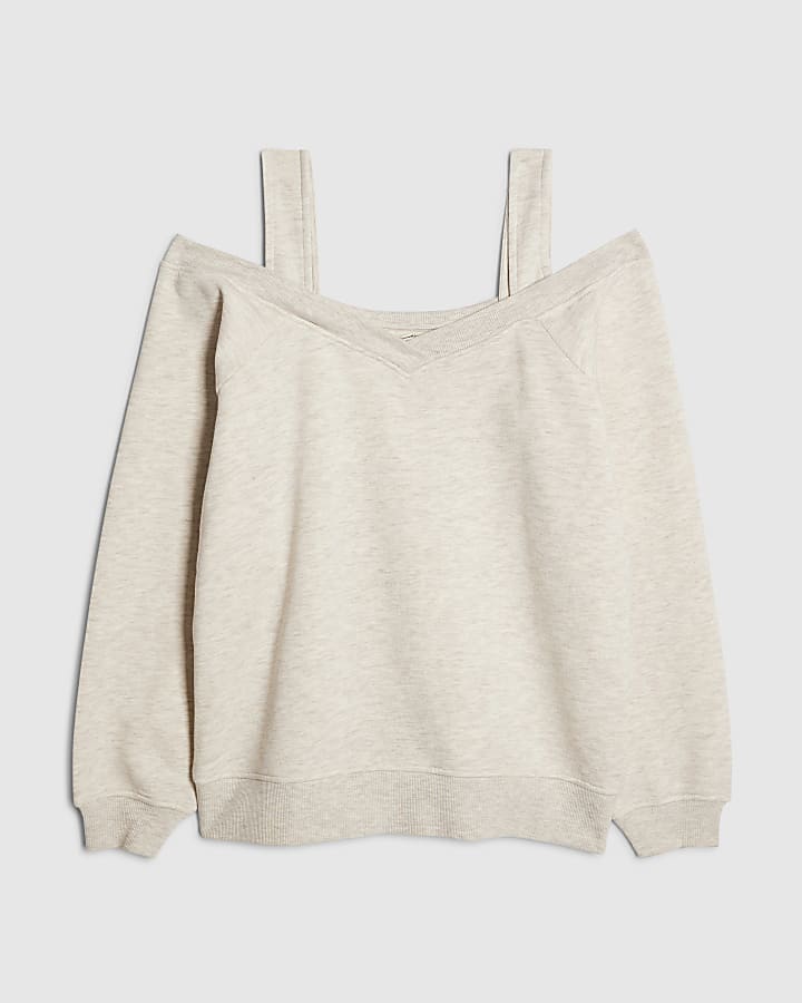 river island Beige Cut Away Sweatshirt
