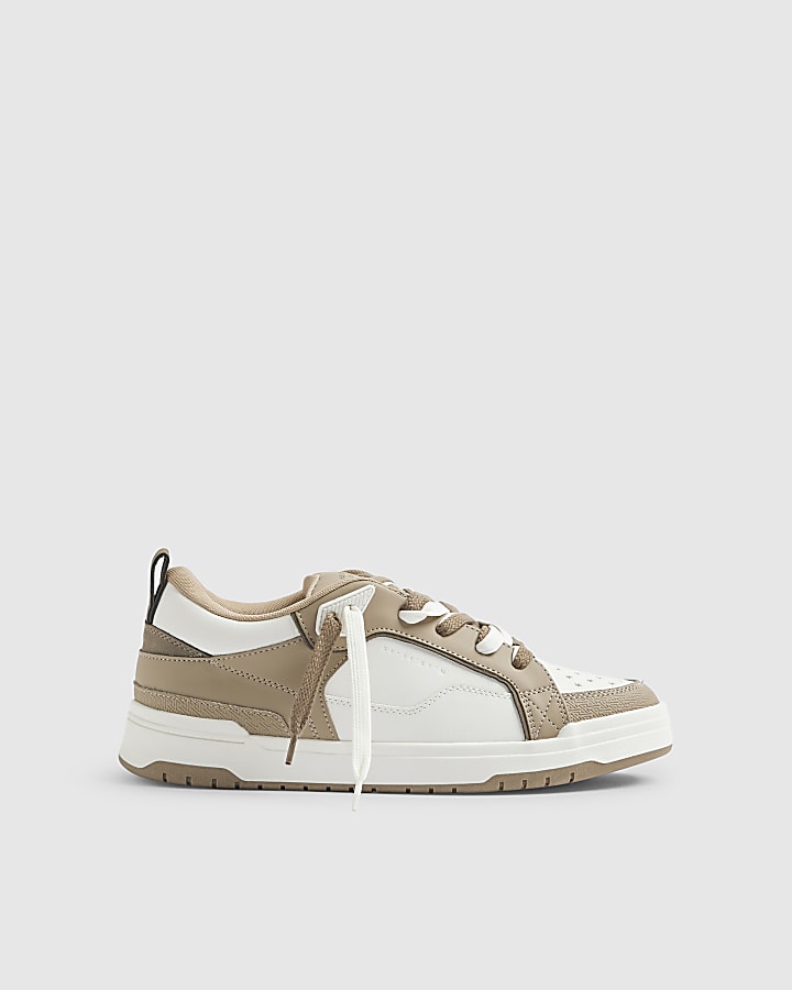 River Island Beige Embossed Stars Trainers
