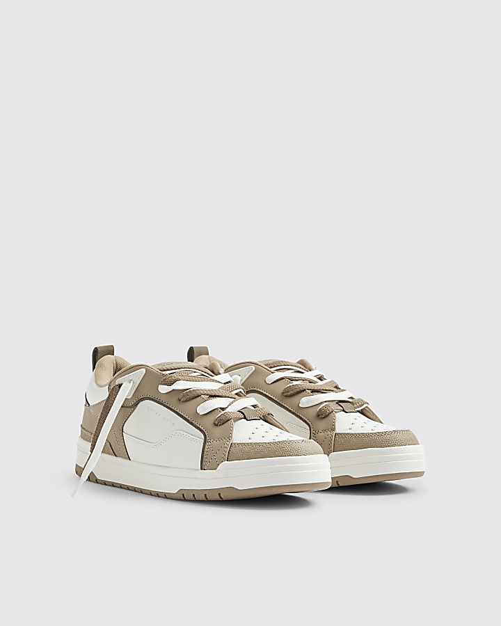 River Island Beige Embossed Stars Trainers