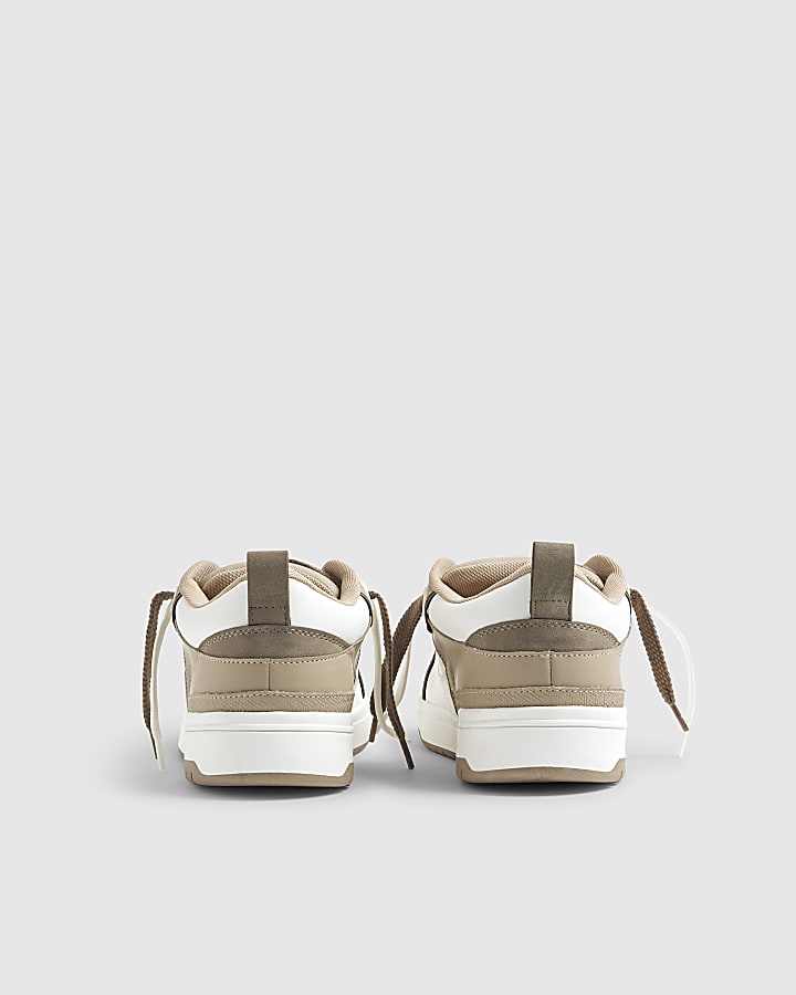 River Island Beige Embossed Stars Trainers