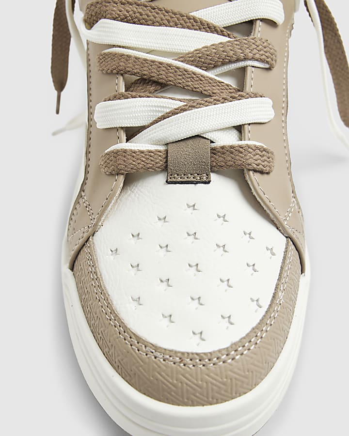 river island Beige Embossed Stars Trainers