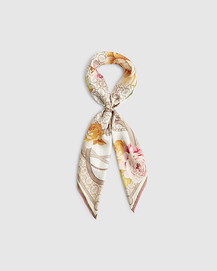 River Island Beige Geometric Floral Neck Scarf