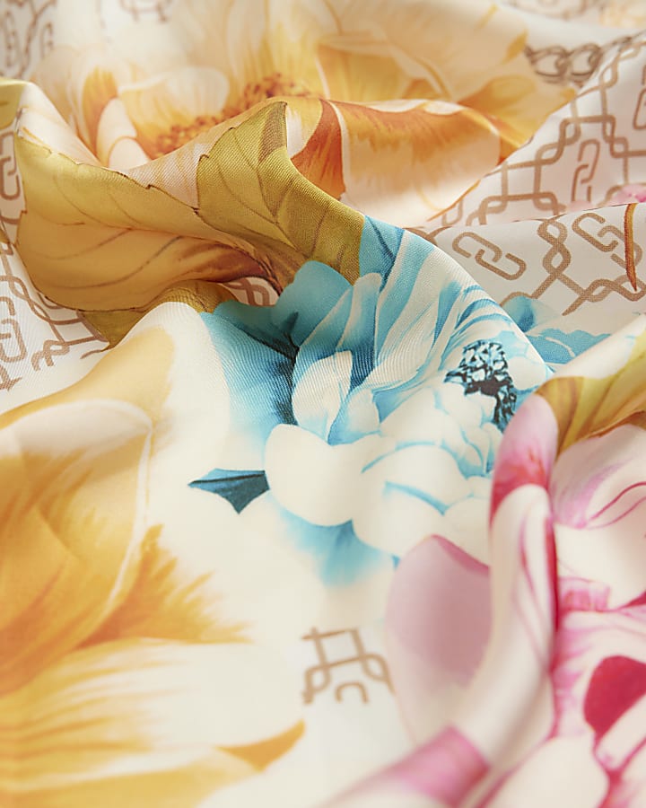 river island Beige Geometric Floral Neck Scarf