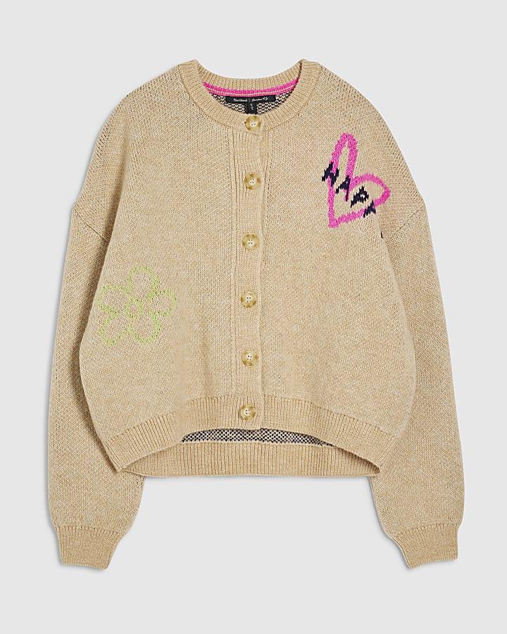 river island Beige Happy Conversational Cardigan