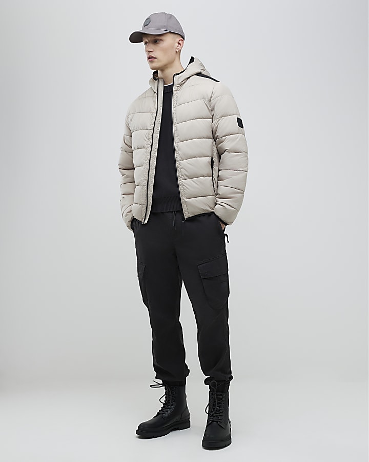 River Island Beige Hooded Puffer Jacket