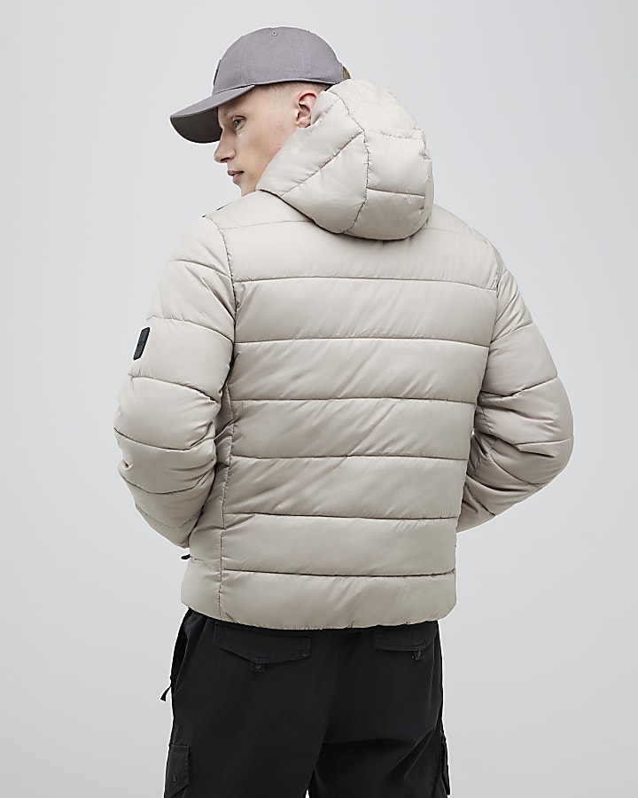 River Island Beige Hooded Puffer Jacket
