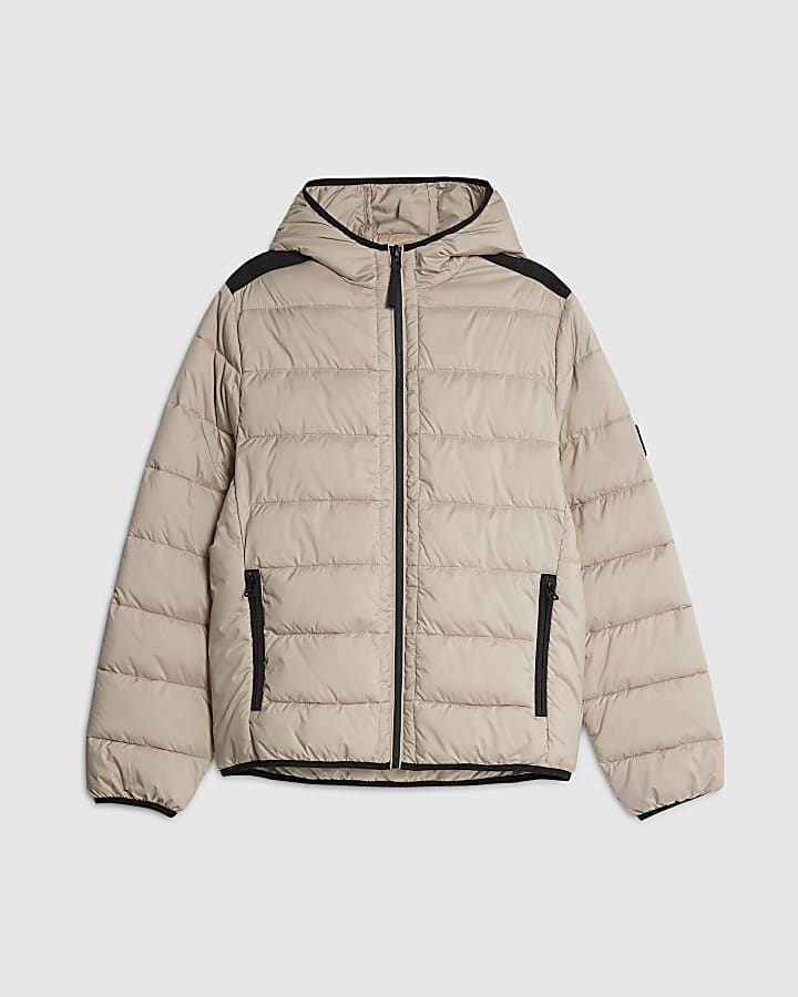 river island Beige Hooded Puffer Jacket