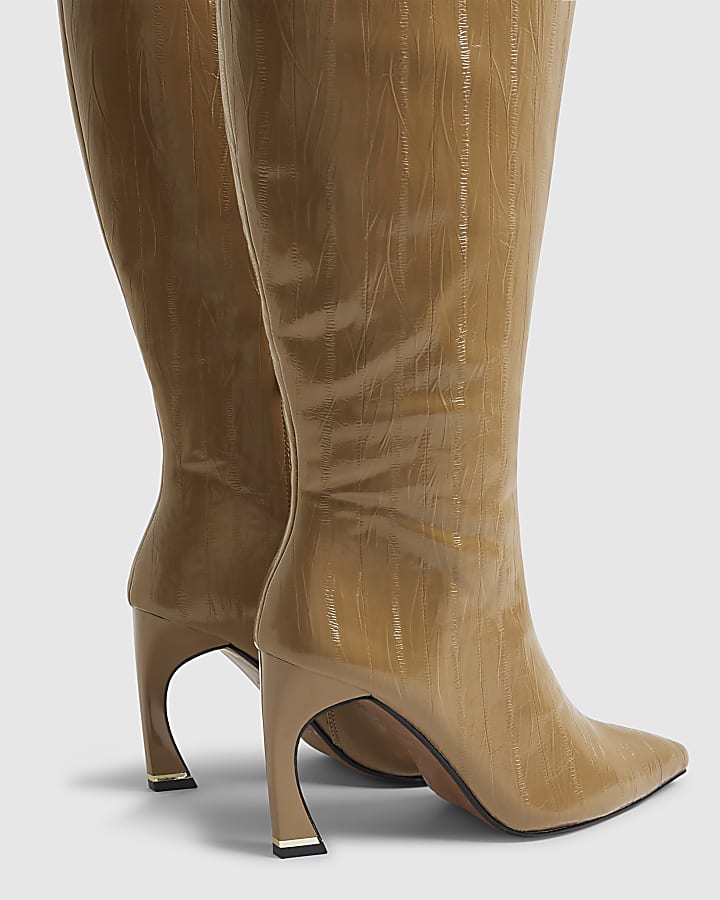 river island Beige Knee High Boots