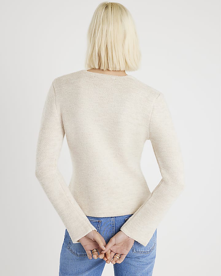 River Island Beige Knitted Long Sleeve Cardigan