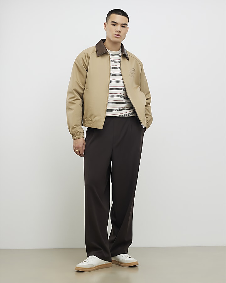 River Island Beige Knitted Stripe T-Shirt