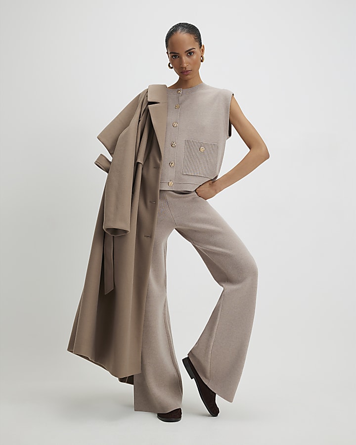 River Island Beige Knitted Waistcoat
