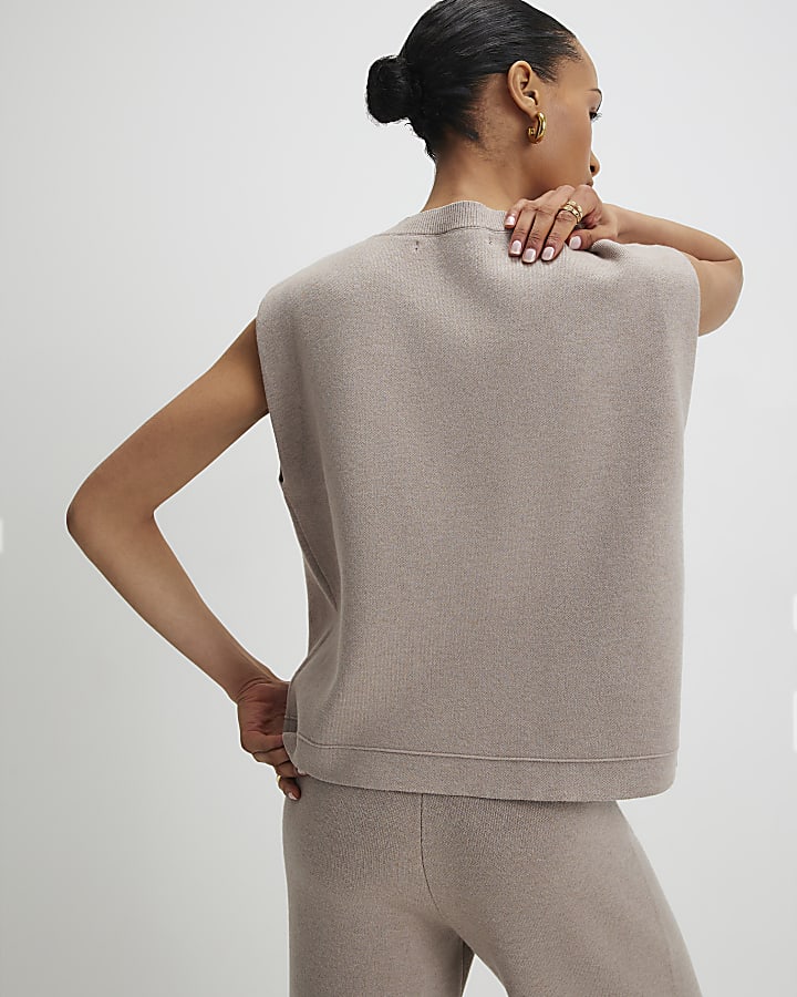 river island Beige Knitted Waistcoat