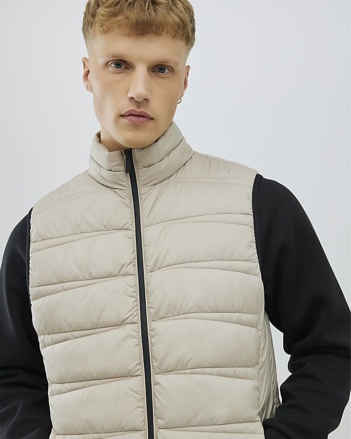 River Island Beige Lightweight Puffer Gilet