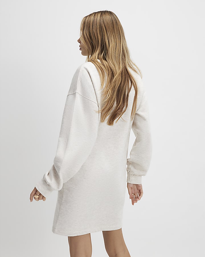 River Island Beige Long Sleeve Sweathirt Dress