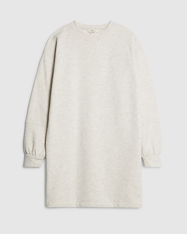 river island Beige Long Sleeve Sweathirt Dress