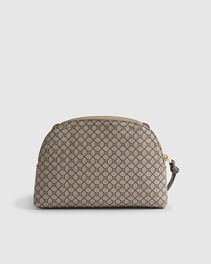 River Island Beige Monogram Crossbody Bag