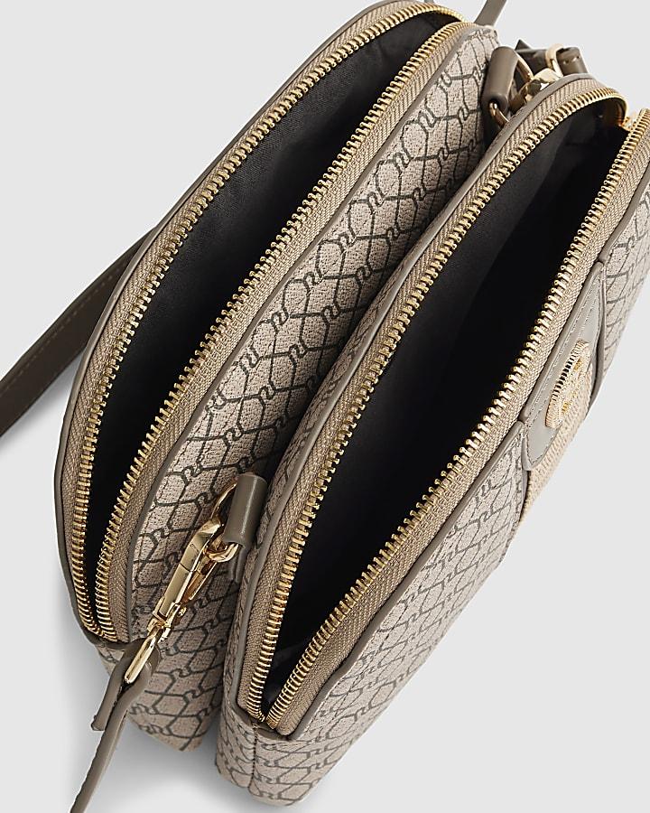 river island Beige Monogram Crossbody Bag