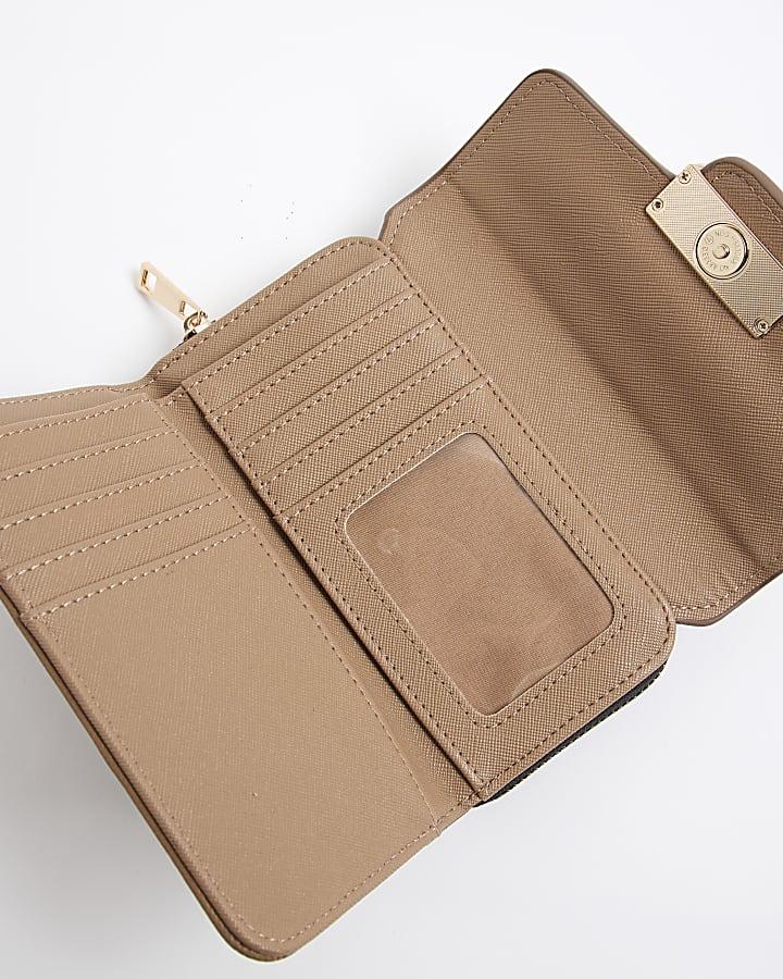 river island Beige Monogram Panelled Flap Purse