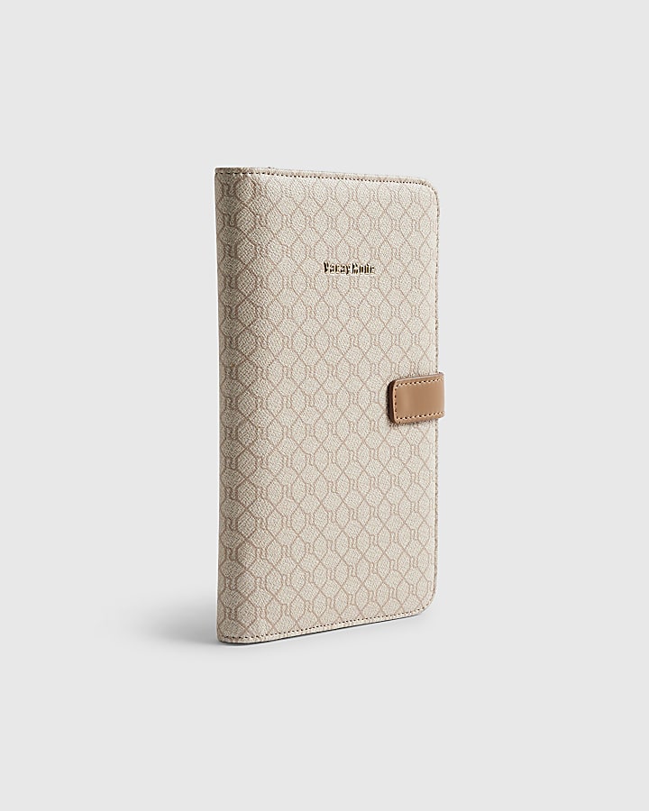 River Island Beige Monogram Travel Wallet