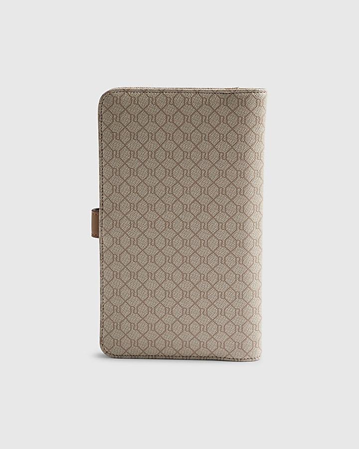 River Island Beige Monogram Travel Wallet