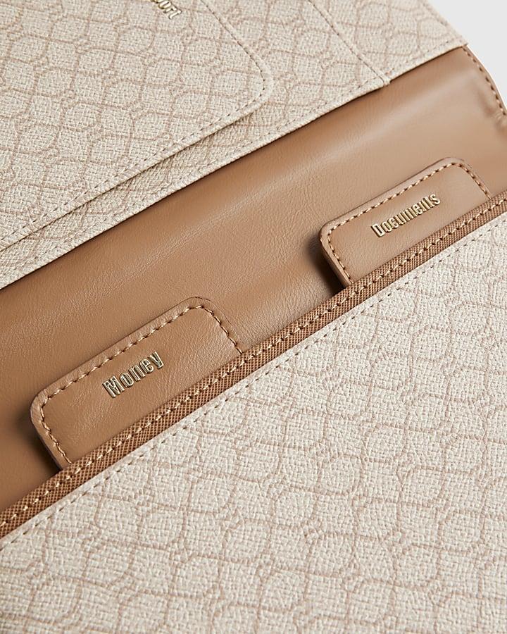 river island Beige Monogram Travel Wallet