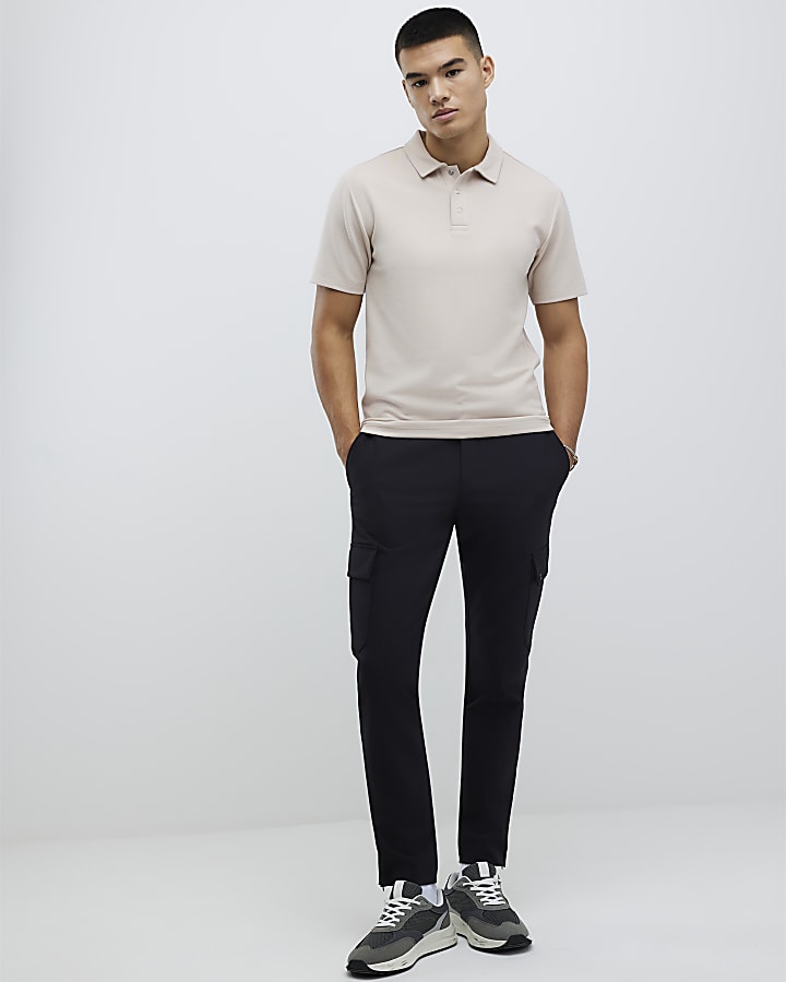 River Island Beige Muscle Fit Polo Shirt