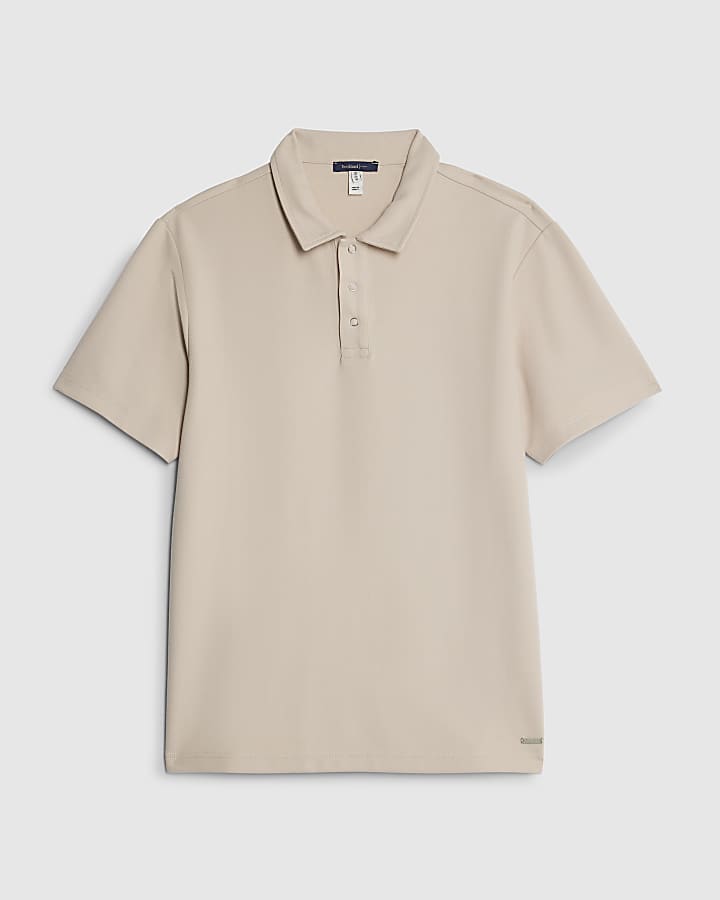 river island Beige Muscle Fit Polo Shirt