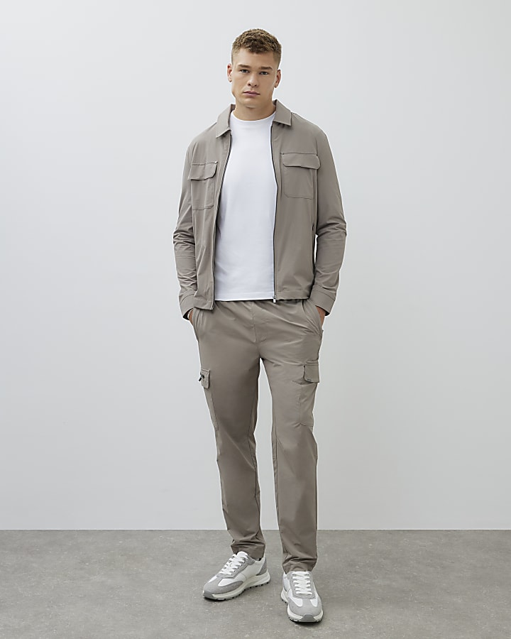 River Island Beige Muscle Fit Shacket