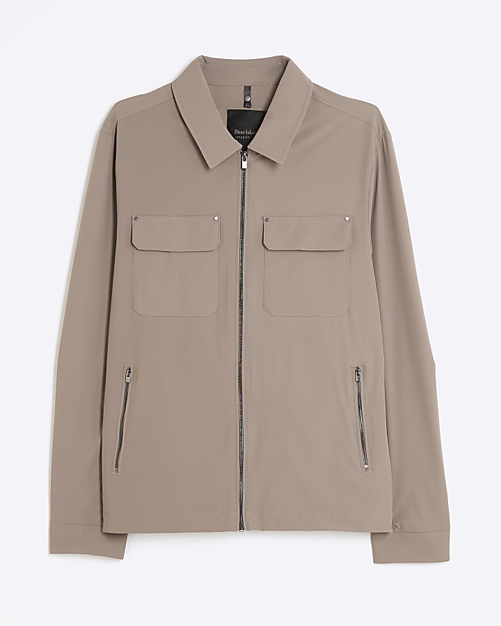 river island Beige Muscle Fit Shacket