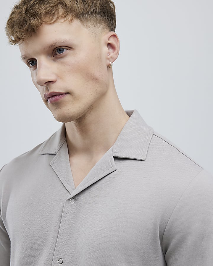 River Island Beige Muscle Fit Shirt