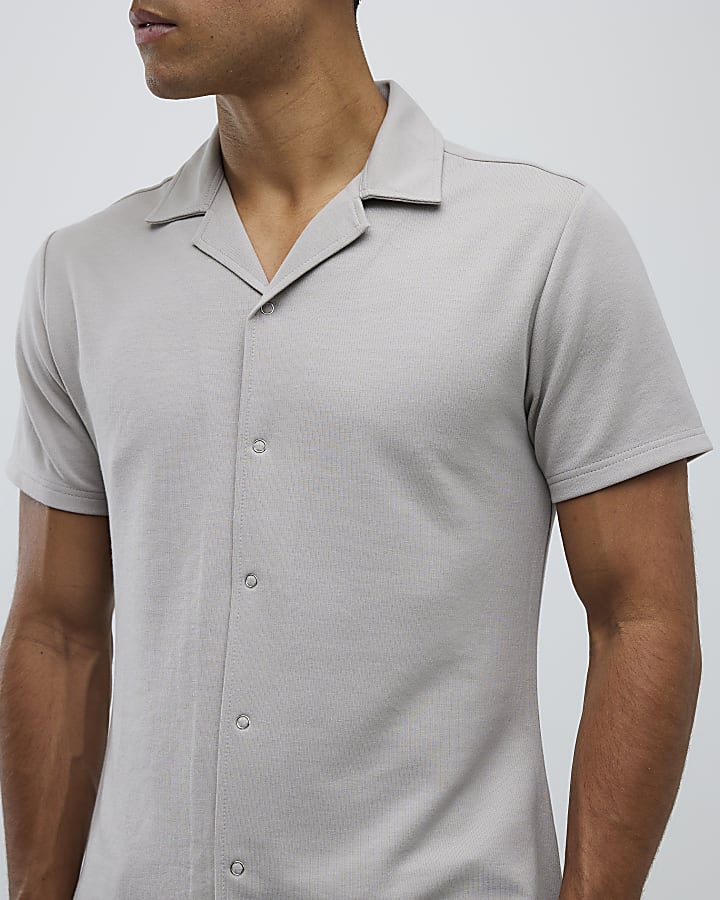 River Island Beige Muscle Fit Shirt