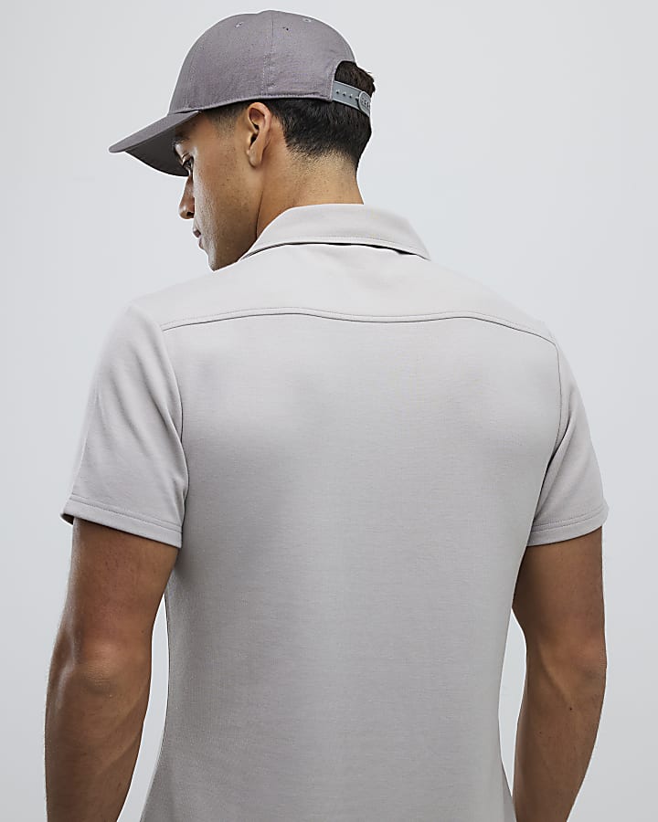 River Island Beige Muscle Fit Shirt